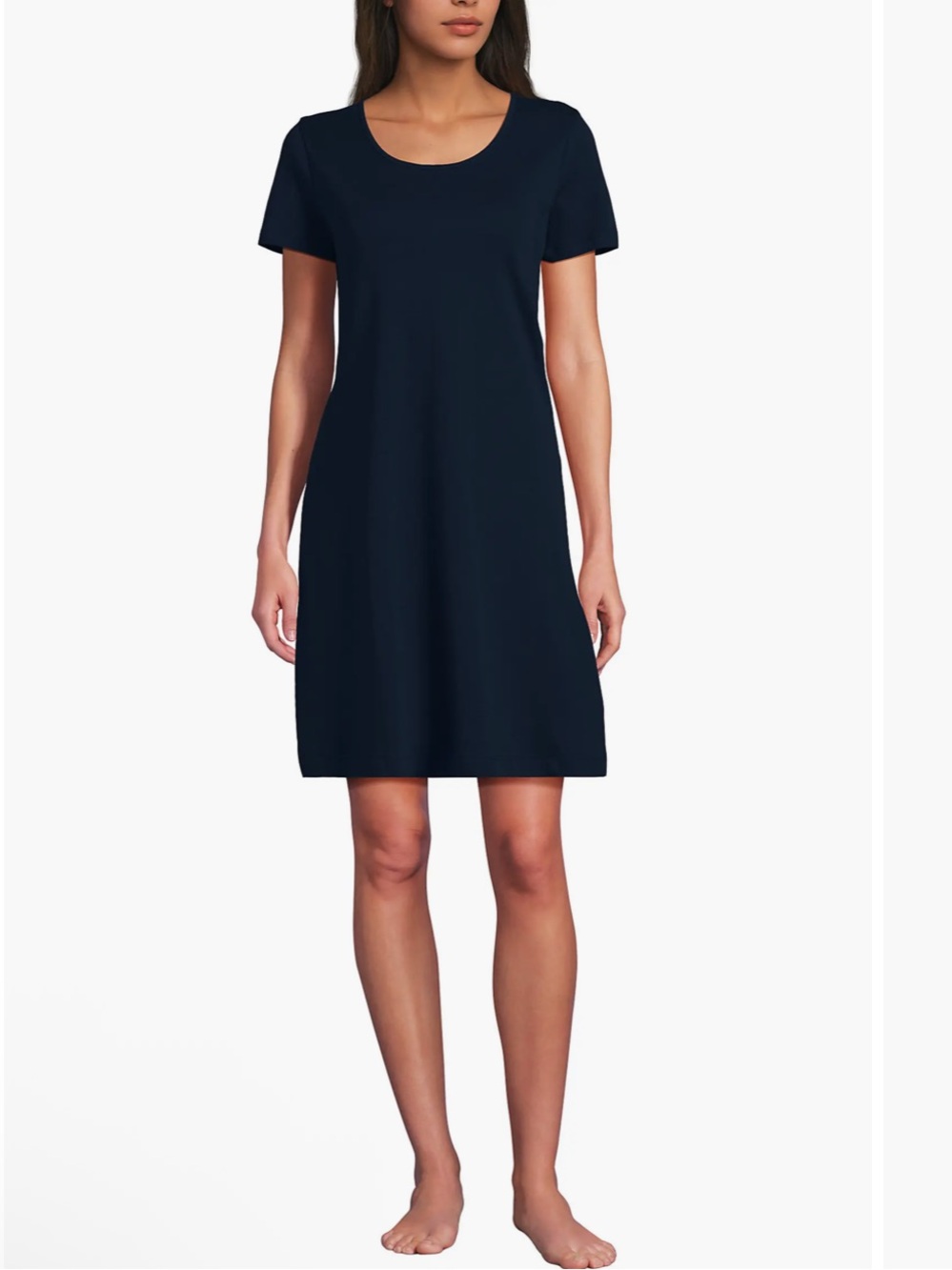 Lands' End Navy Short Sleeve Sleep Shirt Dress
